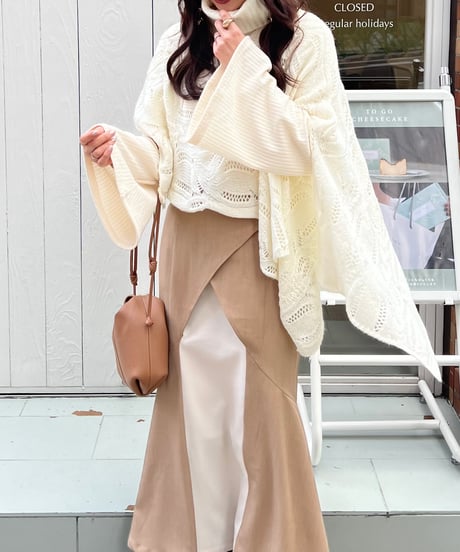 turtle neck asymmetry cape knit