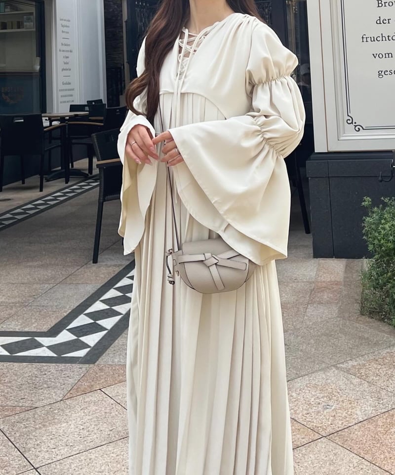 lace up design pleats onepiece | AÉRMA boutique