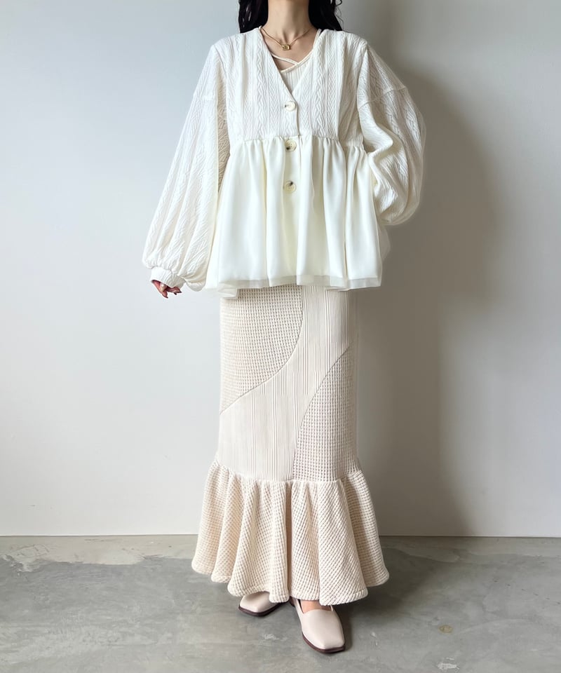 aerma tulle gather cardigan エリマブティック volume tulle gather cardigan | AÉRMA boutique