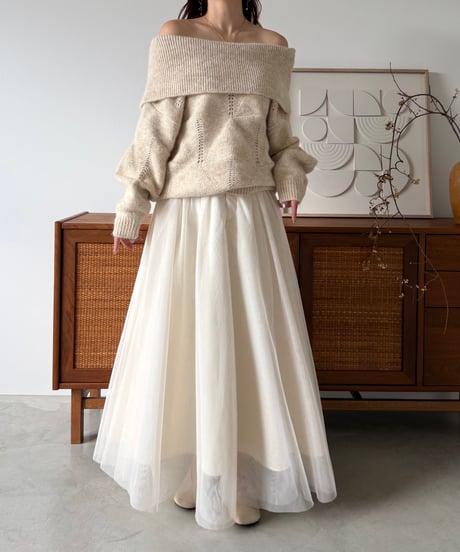 wide neck off shoulder knit