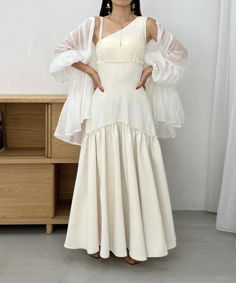 2way mermaid silhouette flare skirt (white)