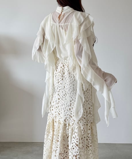 nuance sheer frill blouse
