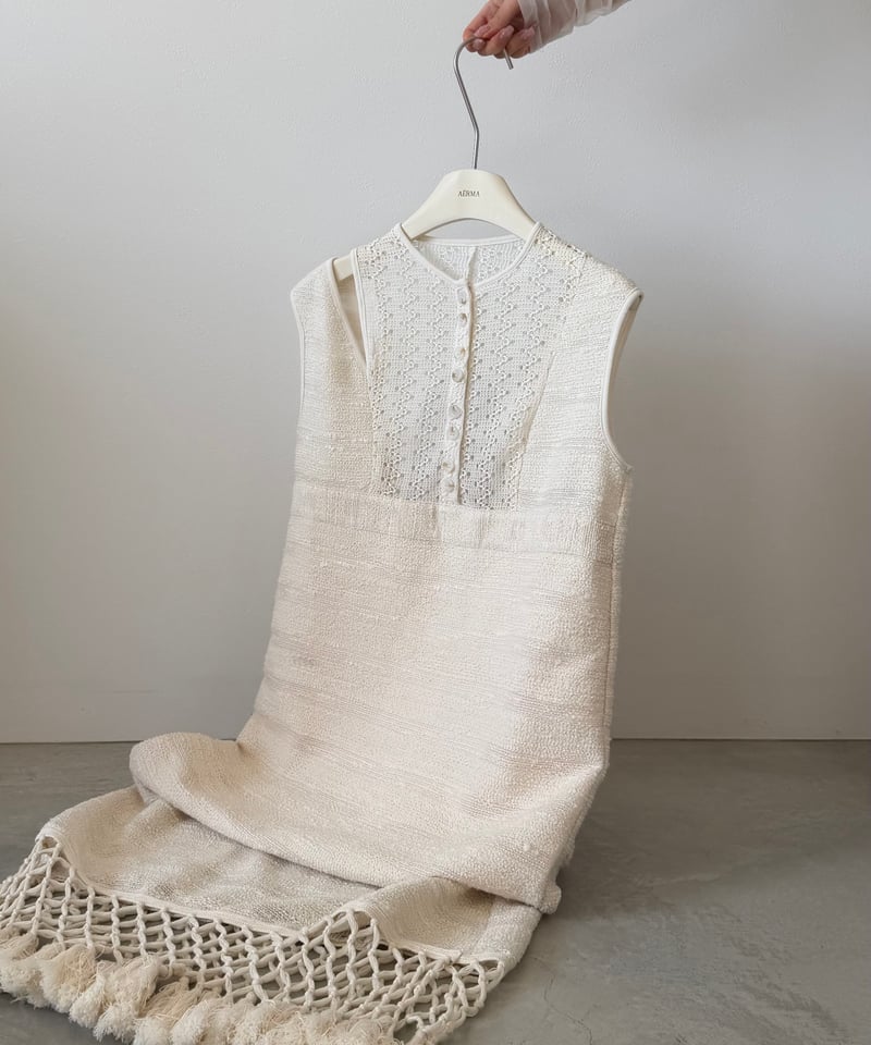 lace knit fringe onepiece | AÉRMA boutique