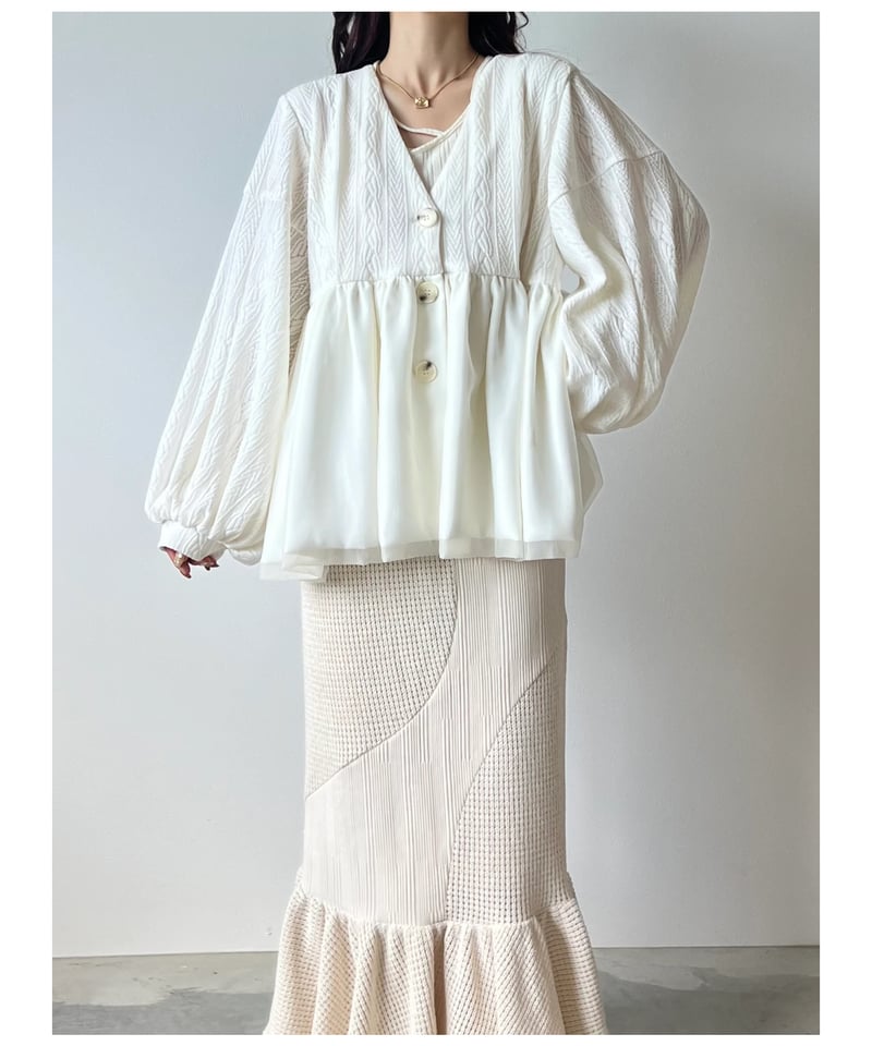 volume tulle gather cardigan | AÉRMA boutique