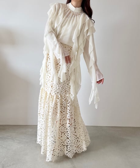 nuance sheer frill blouse