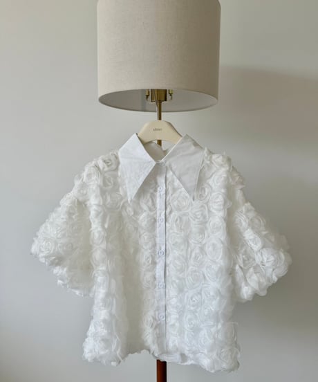 flower motif volume blouse