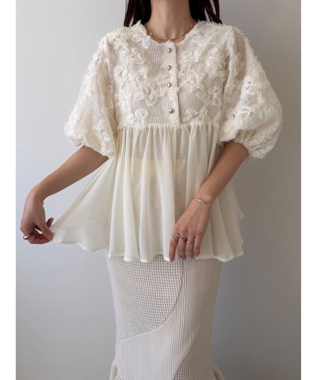 【再入荷】2way embroidery peplum tops