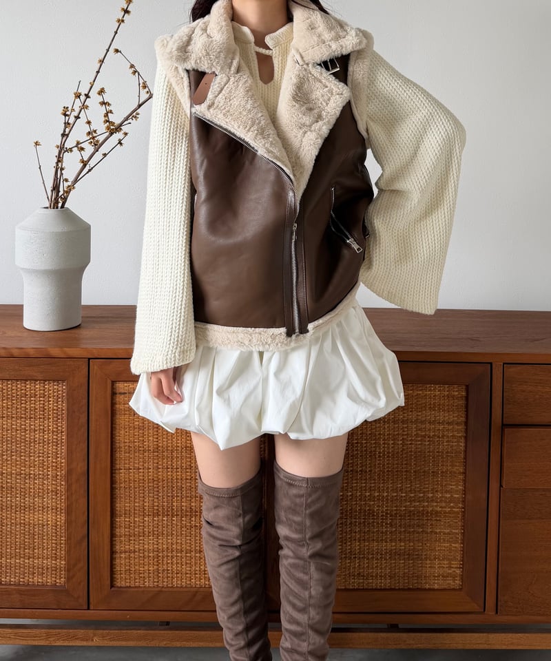 leather fur riders vest | AÉRMA boutique