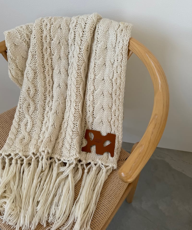 cable knit fringe muffler | AÉRMA boutique