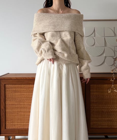 wide neck off shoulder knit