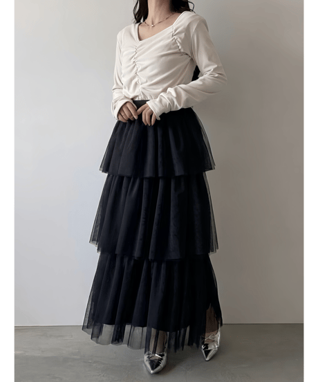 tiered tulle volume skirt