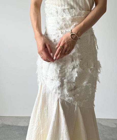 fringe texture flare mermaid skirt
