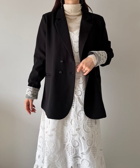 classic lace accent double jacket