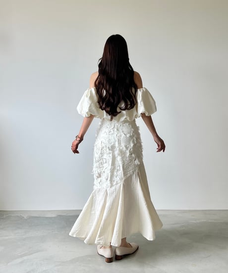 fringe texture flare mermaid skirt