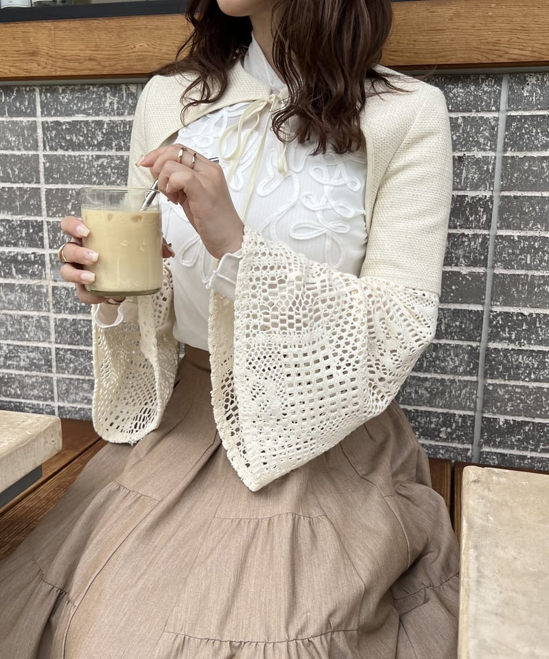 ボレロ AERMA flare lace sleeve short bolero flare lace sleeve short bolero | AÉRMA boutique