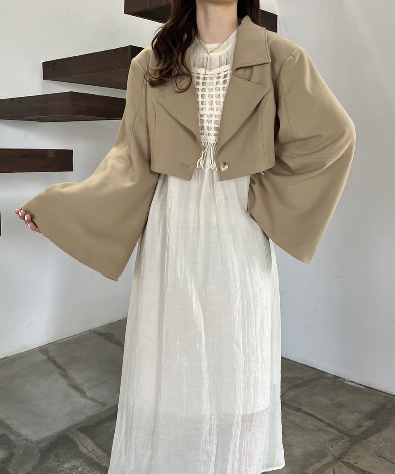 flare sleeve short jacket (brown) | AÉRMA boutique