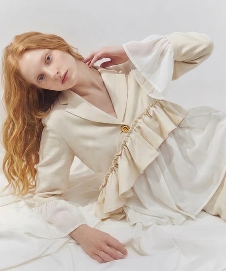 frill asymmetry sheer jacket