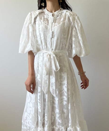 flower lace volume sleeve onepiece