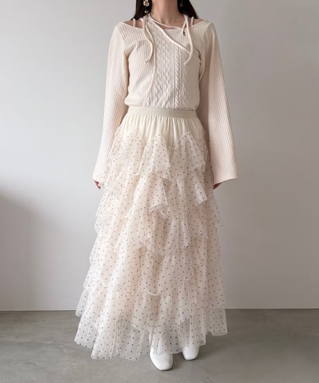 dot tulle tiered skirt