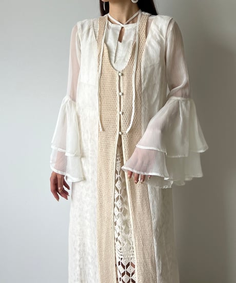 sheer fringe long vest
