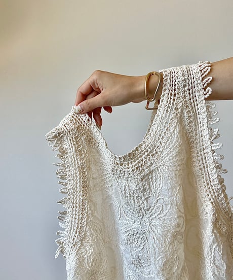 fringe embroidery lace vest