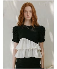 asymmetry frill tiered tops(2色)