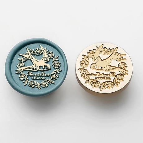 【ツバメとリース】30×30ｍｍ　*10057*　(A)