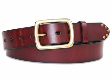『Cowhide leather』真鍮バックル ５ミリ レザーベルト DLM-921 厚みがある長方形の真鍮 rectangle buckle (レクタングルバックル）