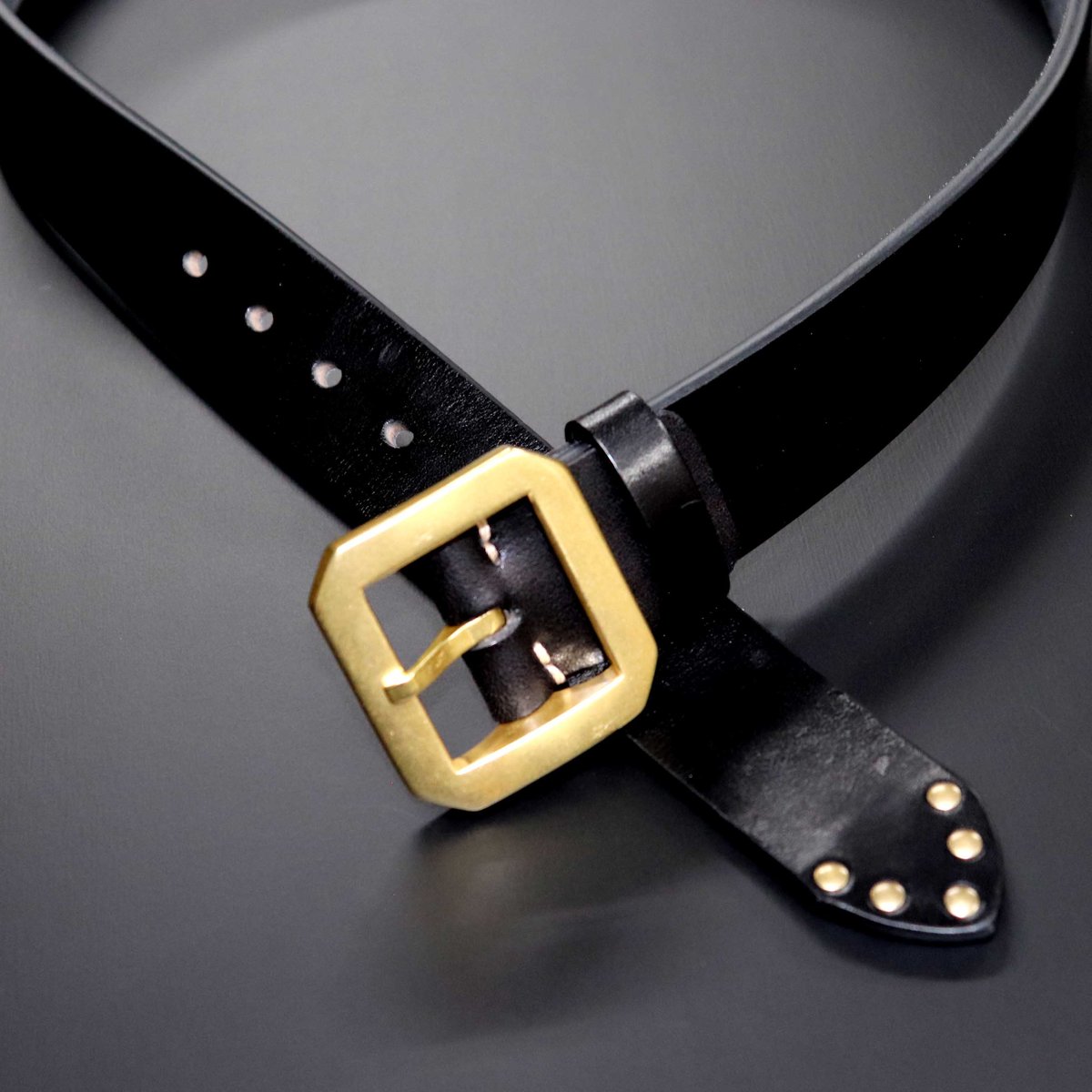 Cowhide leather』 38mm幅 真鍮ギャリソンバックル 革極厚5ミリベルト