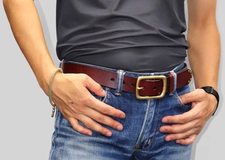 『Cowhide leather』真鍮バックル ５ミリ レザーベルト DLM-921 厚みがある長方形の真鍮 rectangle buckle (レクタングルバックル）