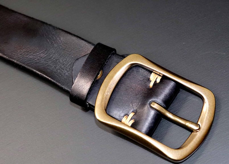 Washed leather』 38mm幅 真鍮バックル 洗い革加工ベルト DLM-914
