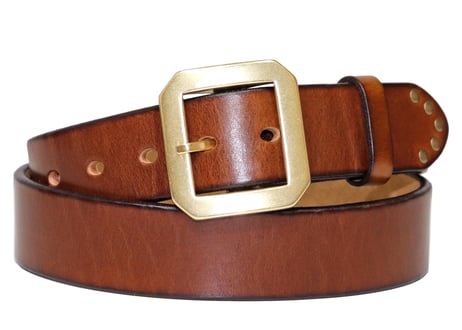 『Cowhide leather』 38mm幅 真鍮ギャリソンバックル  革極厚5ミリベルト DLM-920 genuine leather