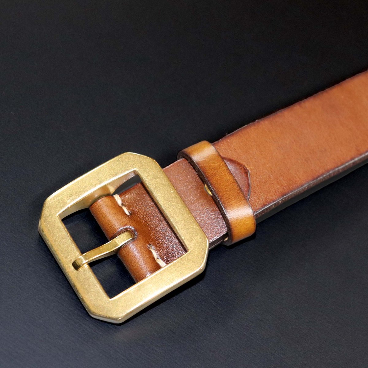 Cowhide leather』 38mm幅 真鍮ギャリソンバックル 革極厚5