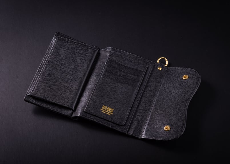 最終値下げ☆DLMS 三つ折り財布 本革 ミドルサイズレザーウォレット 新品 三つ折り財布 牛革 ミドルサイズ Dカン付 レザーウォレット 洗練