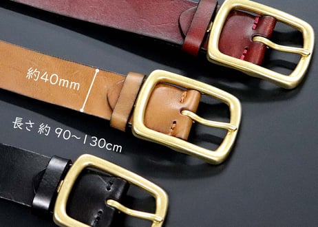 『Cowhide leather』真鍮バックル ５ミリ レザーベルト DLM-921 厚みがある長方形の真鍮 rectangle buckle (レクタングルバックル）