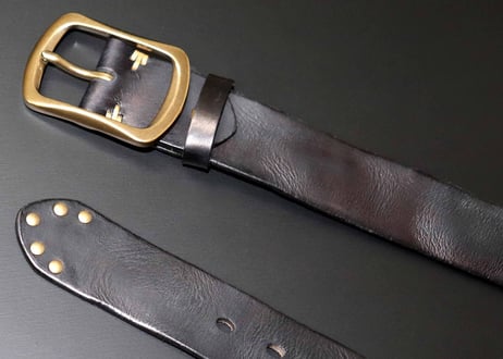 『Washed leather』 38mm幅 真鍮バックル 洗い革加工ベルト DLM-914 genuine leather