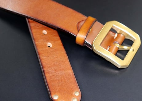 『Cowhide leather』 38mm幅 真鍮ギャリソンバックル  革極厚5ミリベルト DLM-920 genuine leather