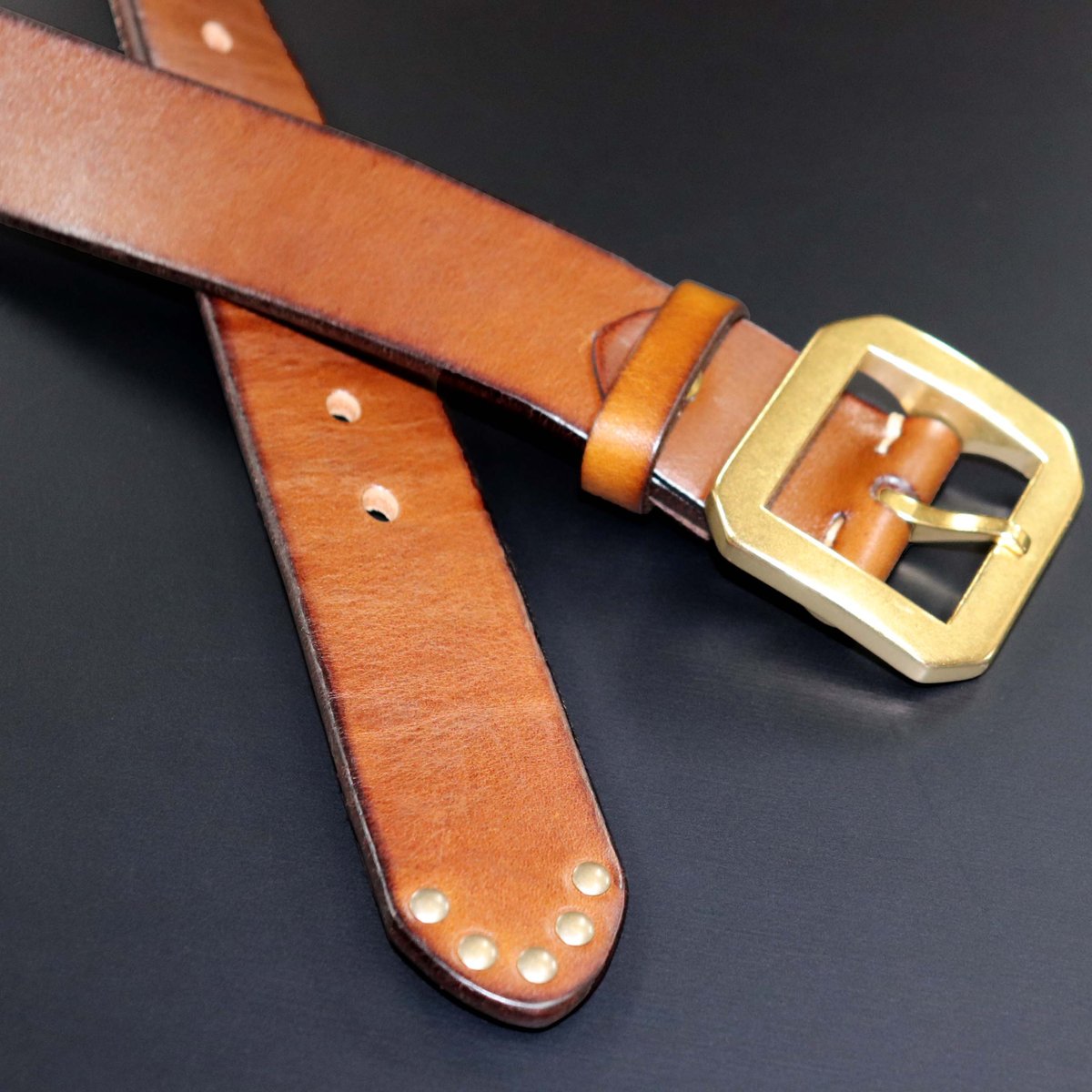 Cowhide leather』 38mm幅 真鍮ギャリソンバックル 革極厚5ミリベルト