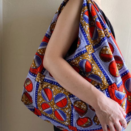 MERMEO【AB−L3】African batik azuma bag size L/ アフリカンバティックのあずま袋 Lサイズ エコバッグ