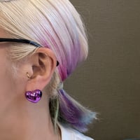 Mirror heart studded earrings