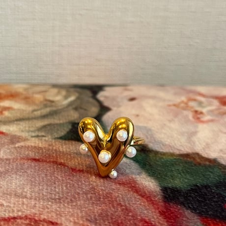 Stainless Pearl Heart Ring
