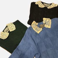OOAK Vintage knit w lace collar
