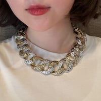 Bi colored big chunky chain necklace
