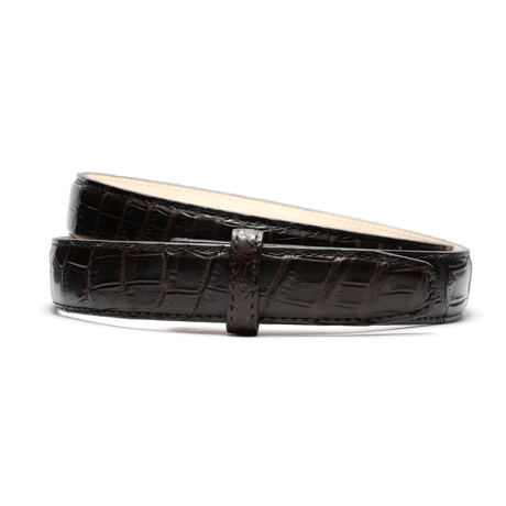 1” CROCODILE BELT DARK BROWN