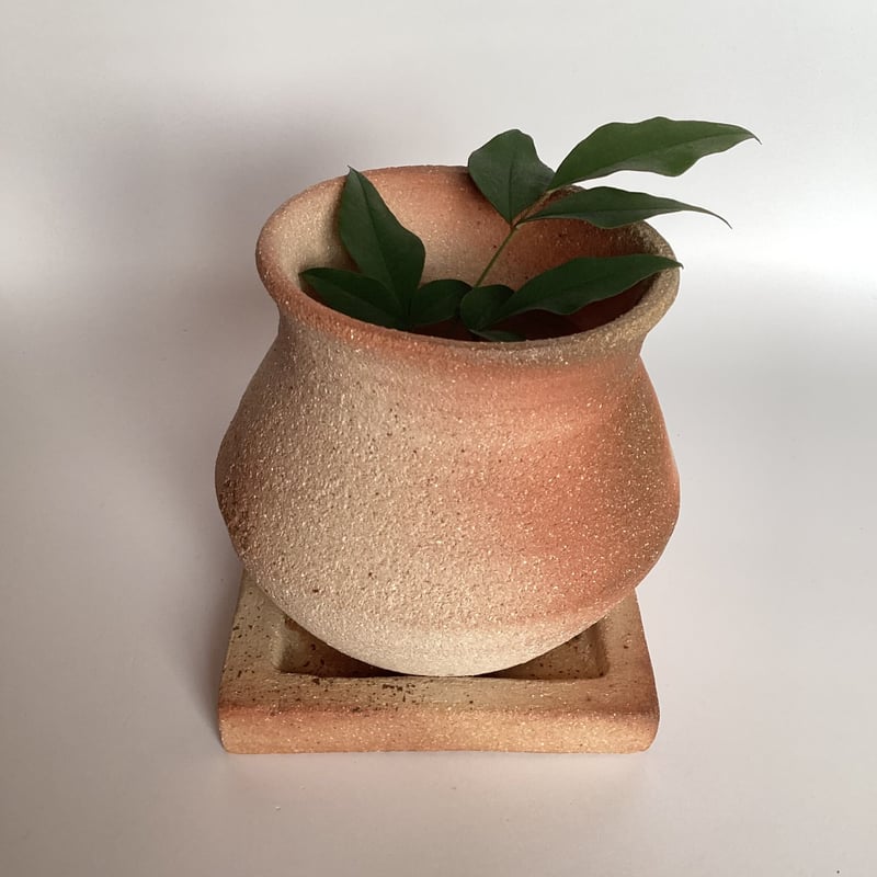 土器みたいな植木鉢 受け皿セット 小 ＃004 | 工房 空と土