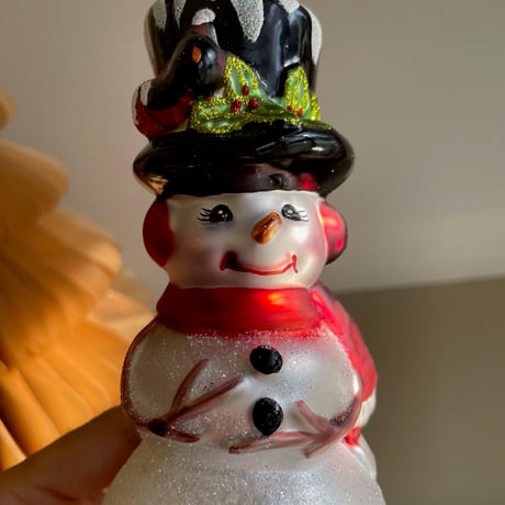 Snowman glass ornament USA