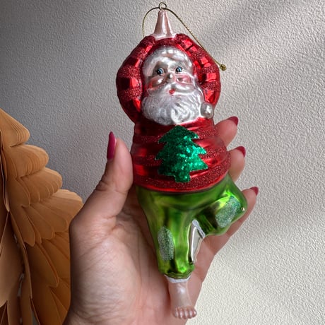 Yoga B santa glass ornament USA