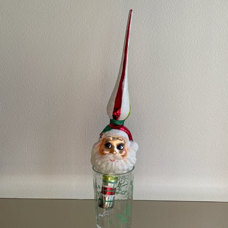 SHINY BRITE glass tree topper santa USA