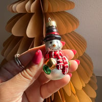 【Vintage】Mini snowman glass ornament Poland