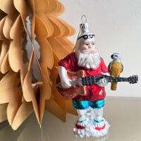 Guitar santa glass ornament USA